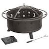 Nature Spring Nature Spring 30 inch Fire Pit- Outdoor Steel Patio Ring with Cover- Stars and Moon Cut Outs 147711KCX
